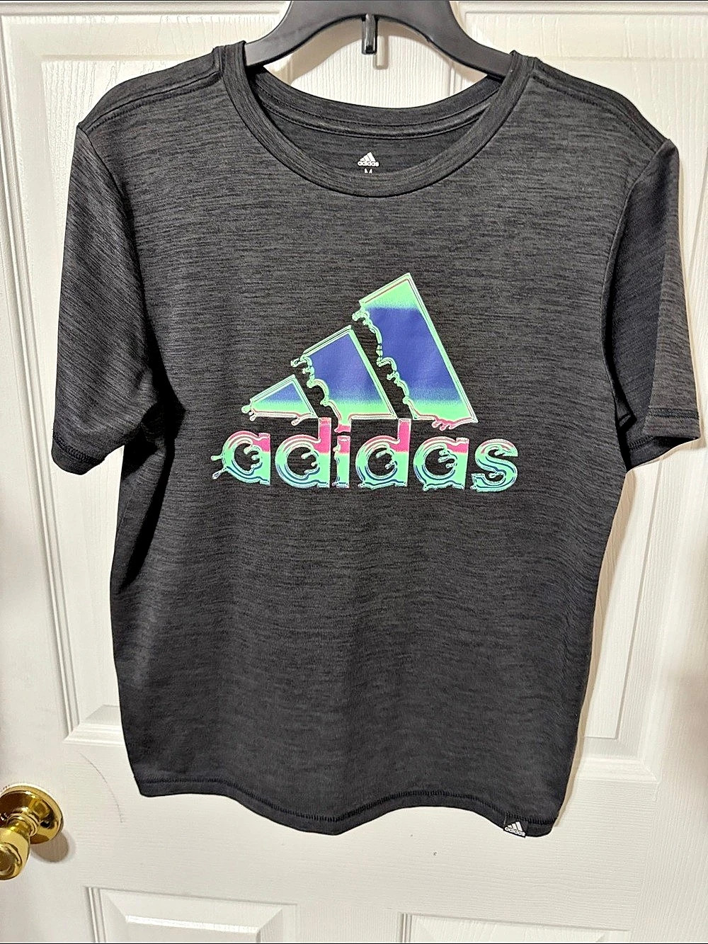adidas Kids Short Sleeve Tee in Black Size Medium